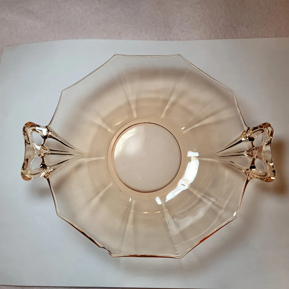 0824. Elegant 💜Amber Depression Glass w/ Handles ~ Serving Dish 💖Nice ~ 1 chip